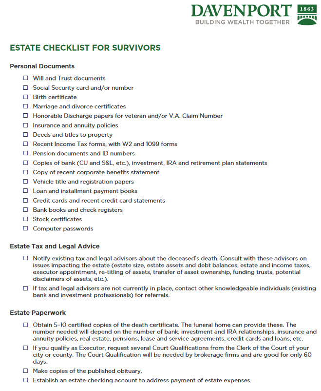 complete estate planning checklist